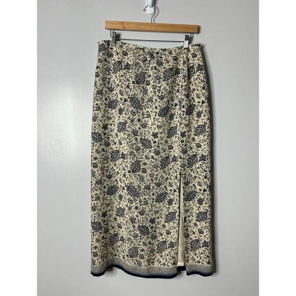 Vintage Talbots Silk Paisley Floral Midi Skirt Fairy Cottagecore Prairie 90s Y2k - Picture 1 of 6